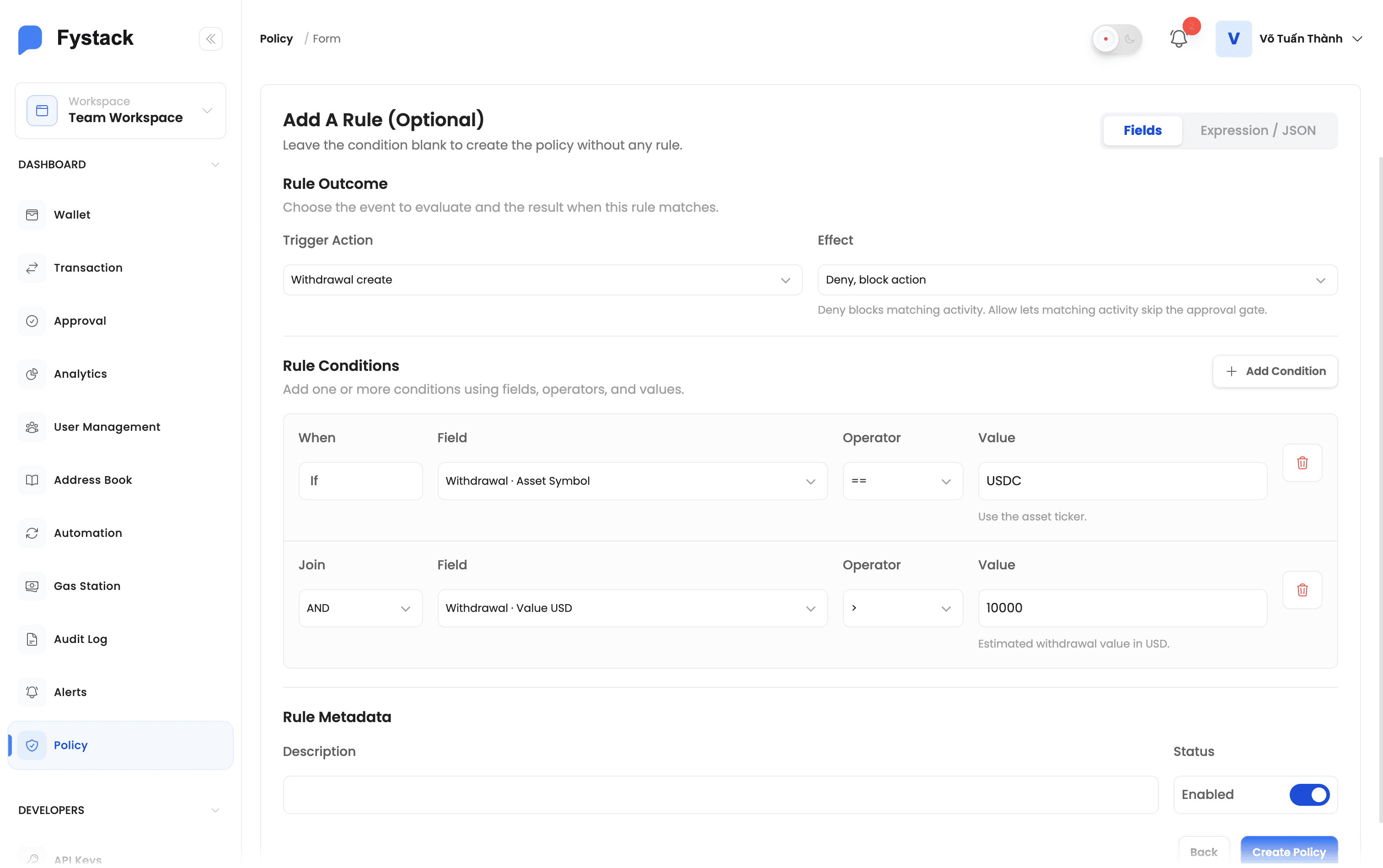 Add Rule Form