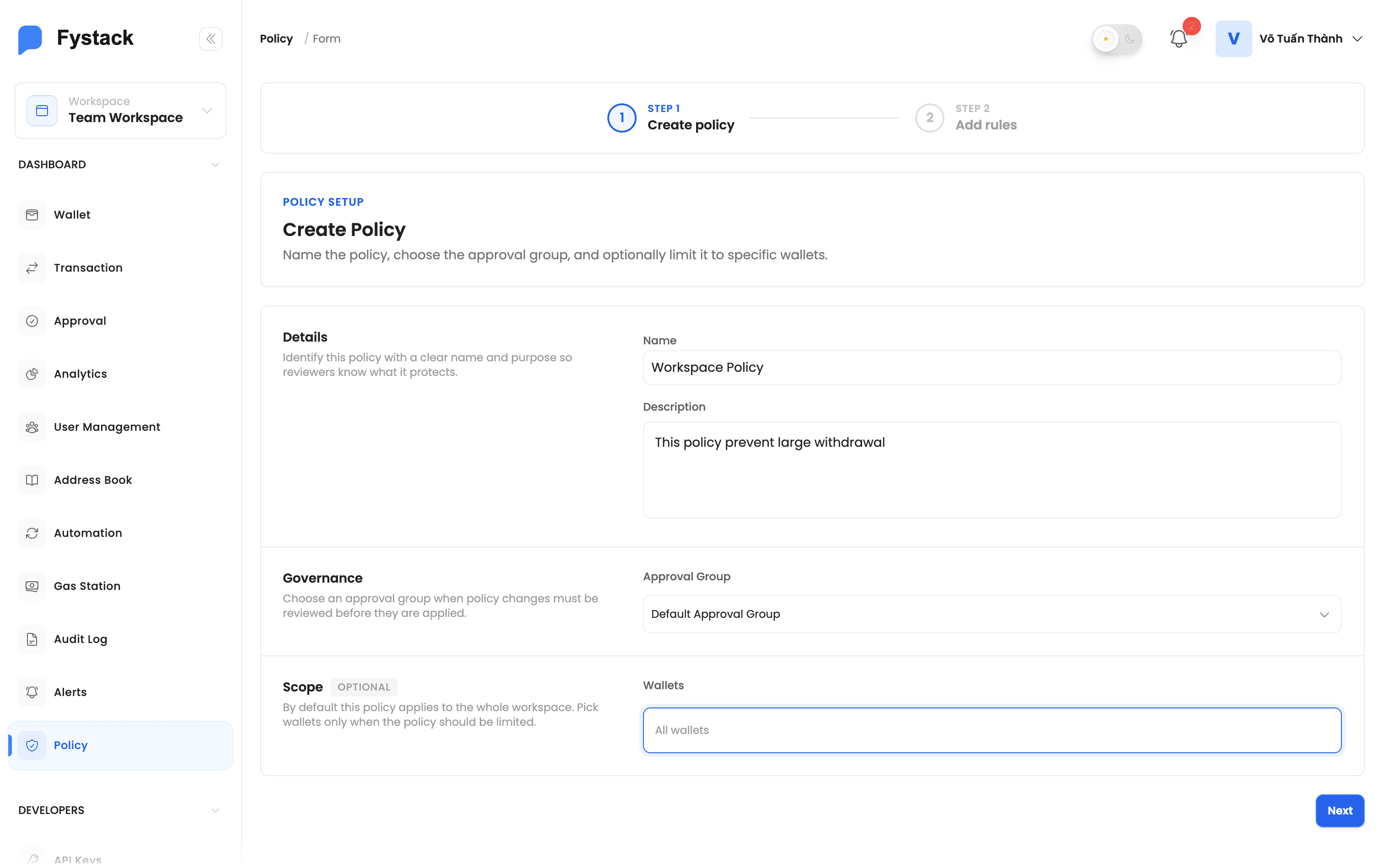 Create Policy Form