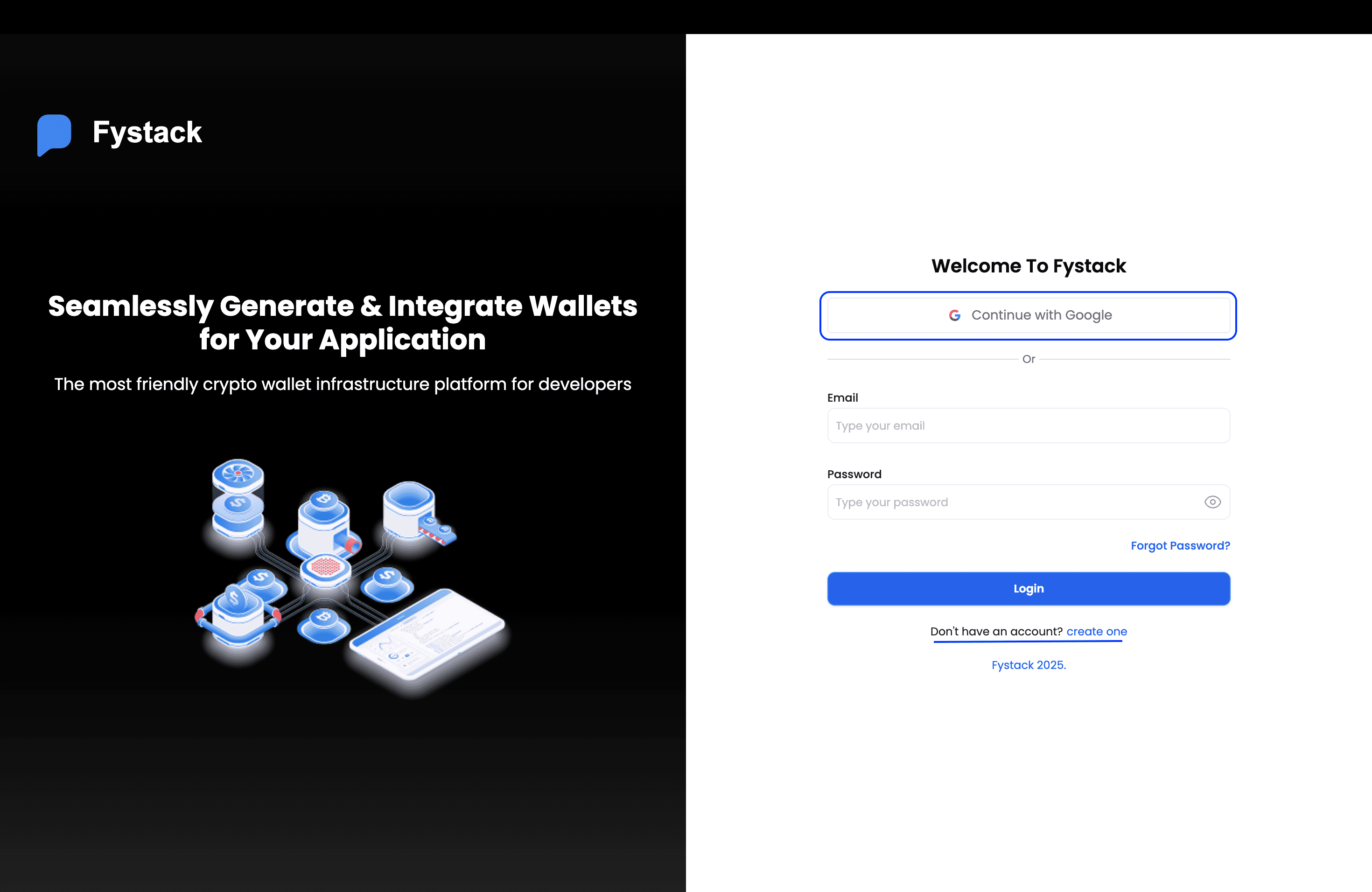 Fystack sign-in page