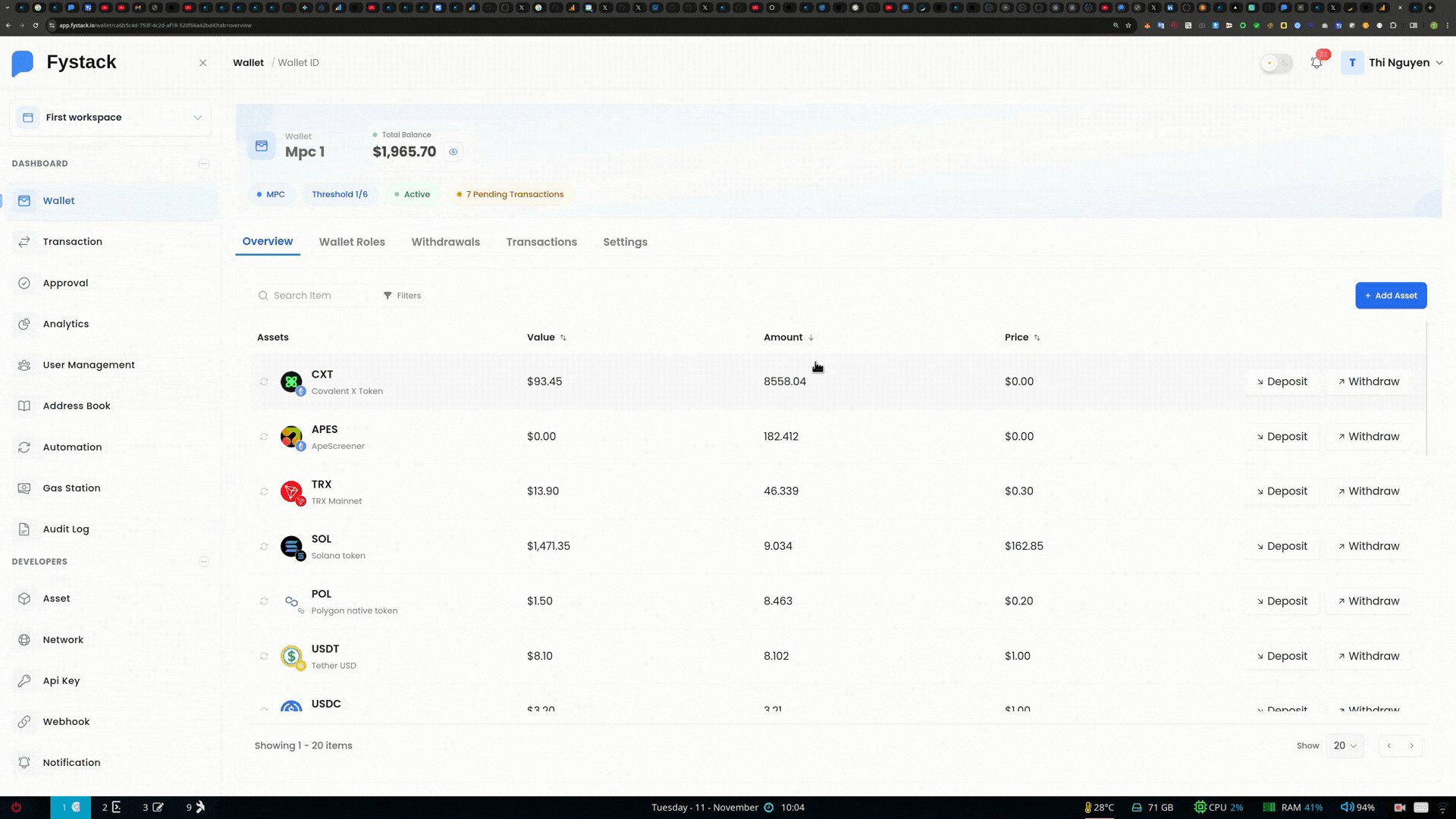 Sort wallets by balance